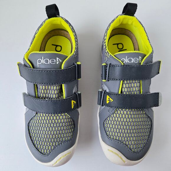 Plae NEW Kids TY Eco Poly Sneaker Shoes Gray Yellow Size US 1 EU 32 Unisex - Picture 6 of 14